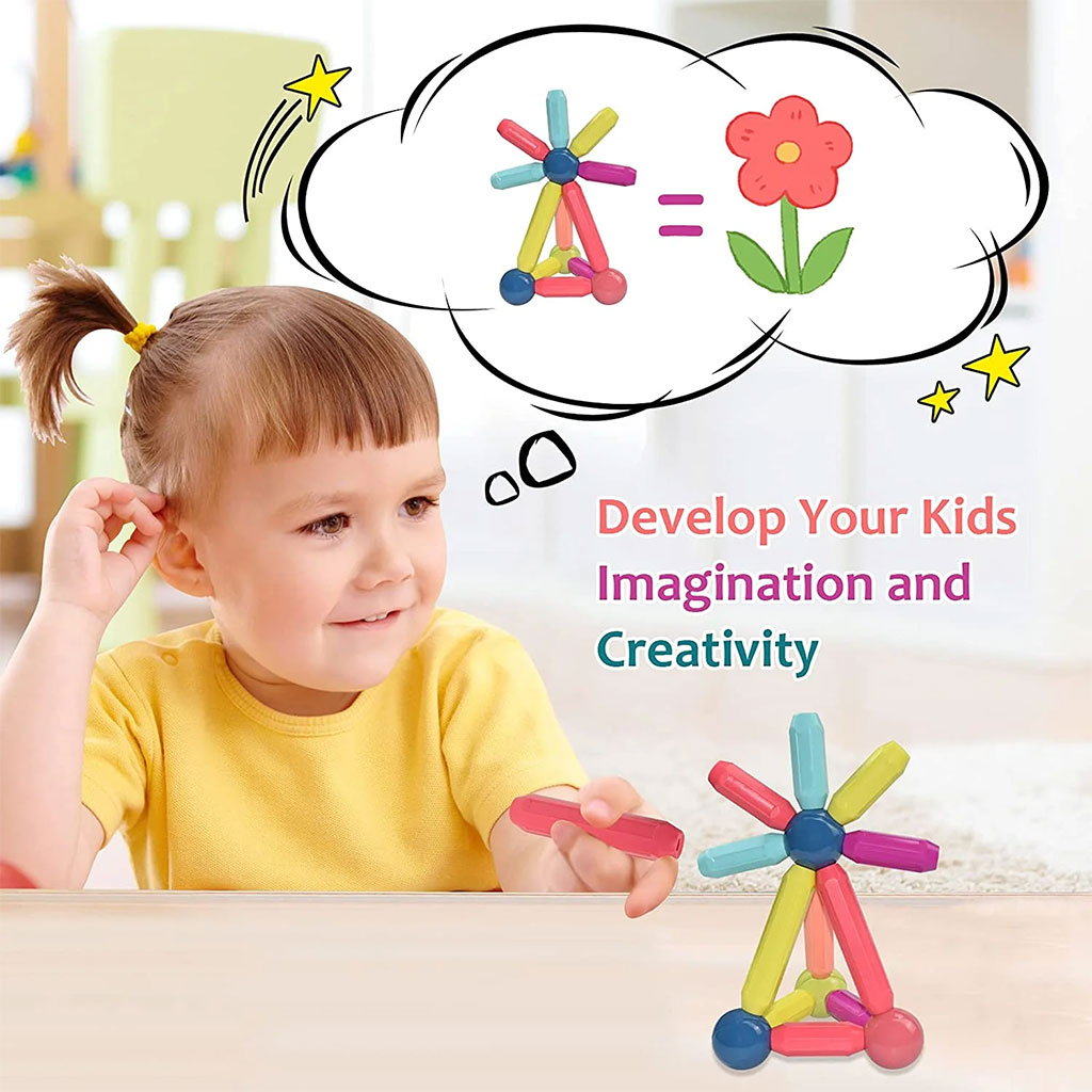 Blocs de Construction Magnétiques 42 pièces pour Enfants – لعبة تركيب القطع المغناطسية للأطفال